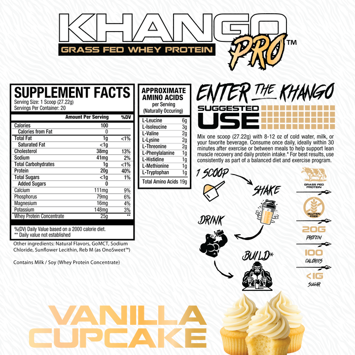 Khango Pro Grass Fed Protein - Vanilla Cupcake